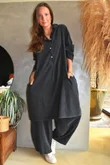 Arbi Needlecord Pop Over Shirt Dress Charcoal